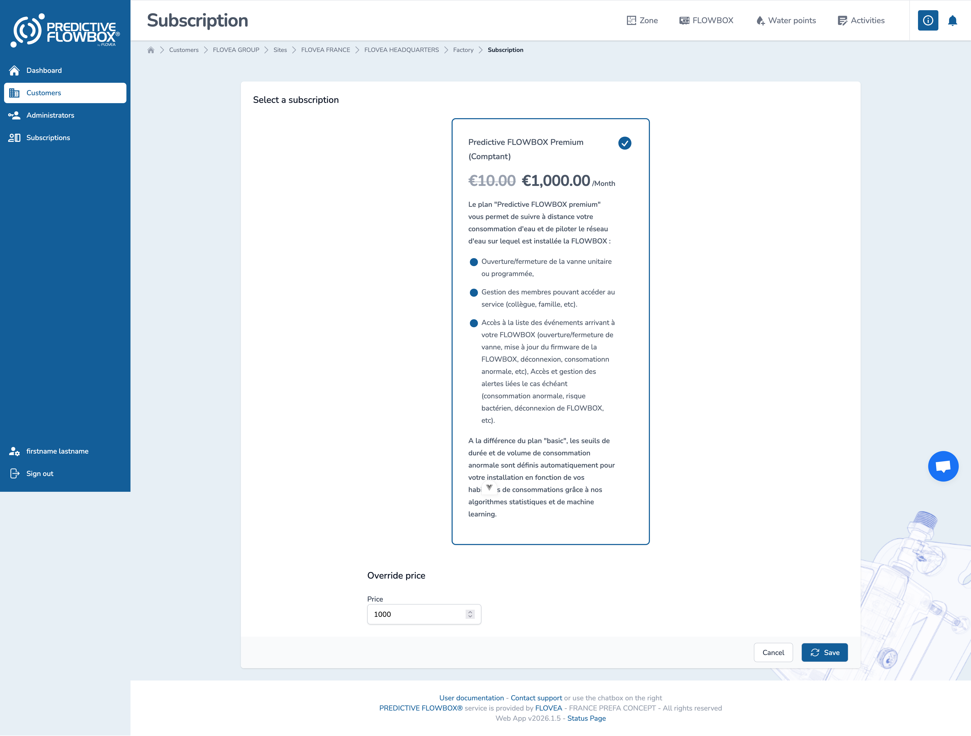 Subscription Override Price