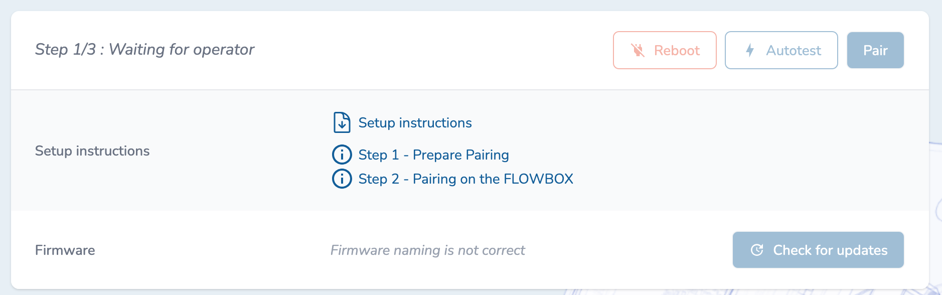 Flowbox management Step 1/3