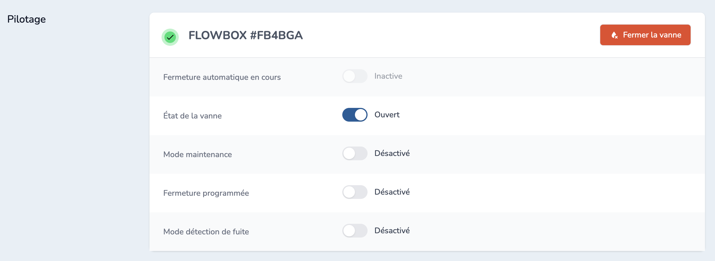 Mode Détection de fuite