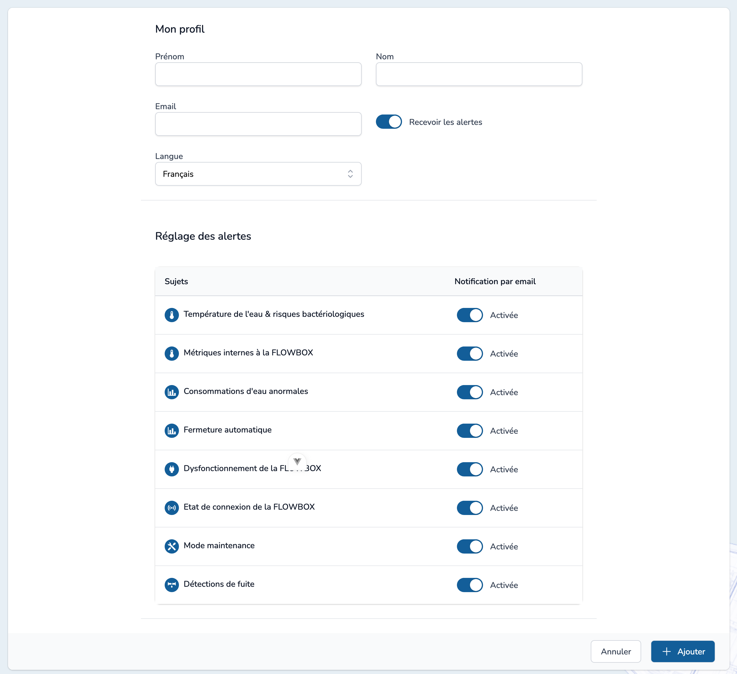 Formulaire de création de Gestionnaire de Site