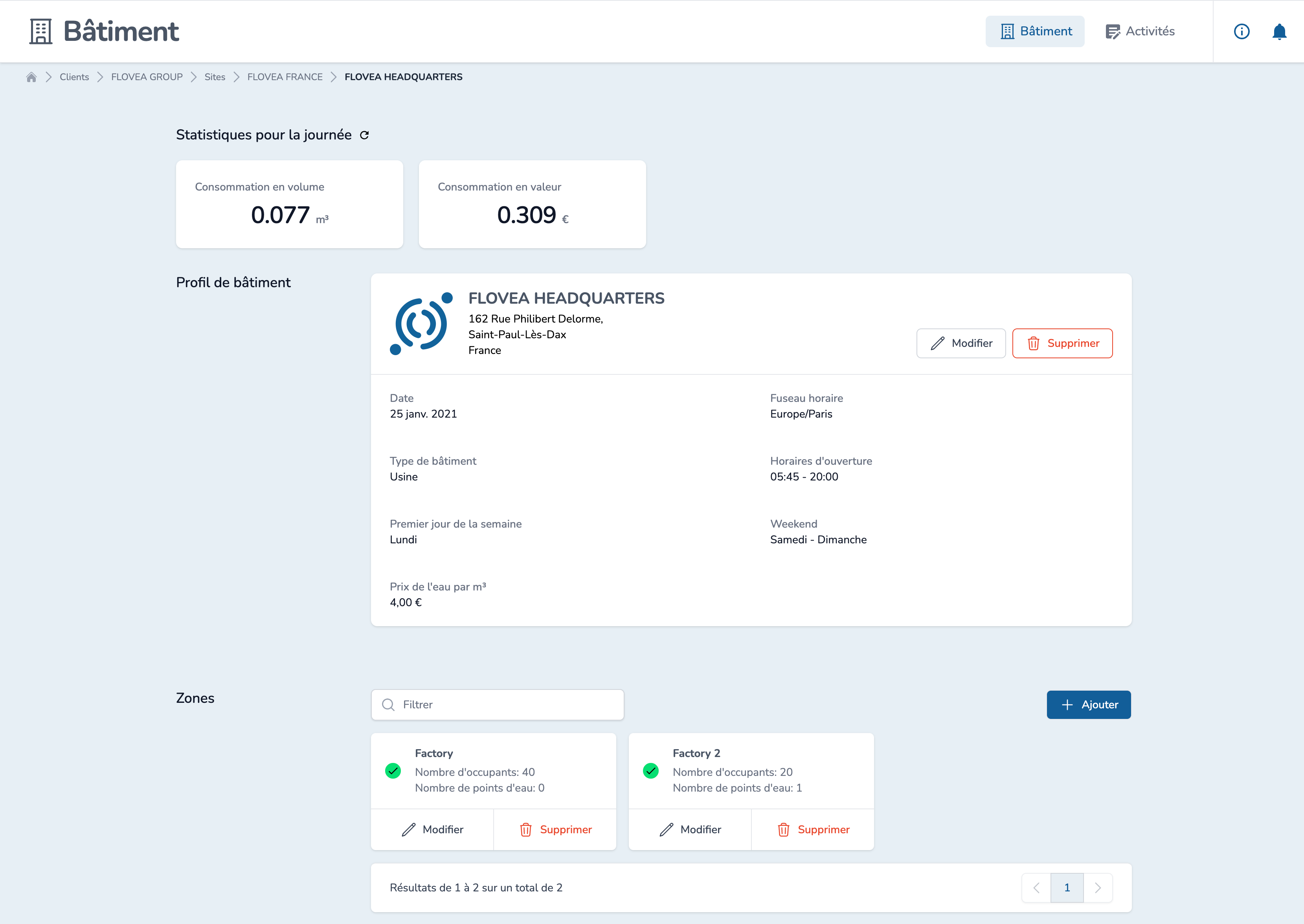 Heartbeat on Building page