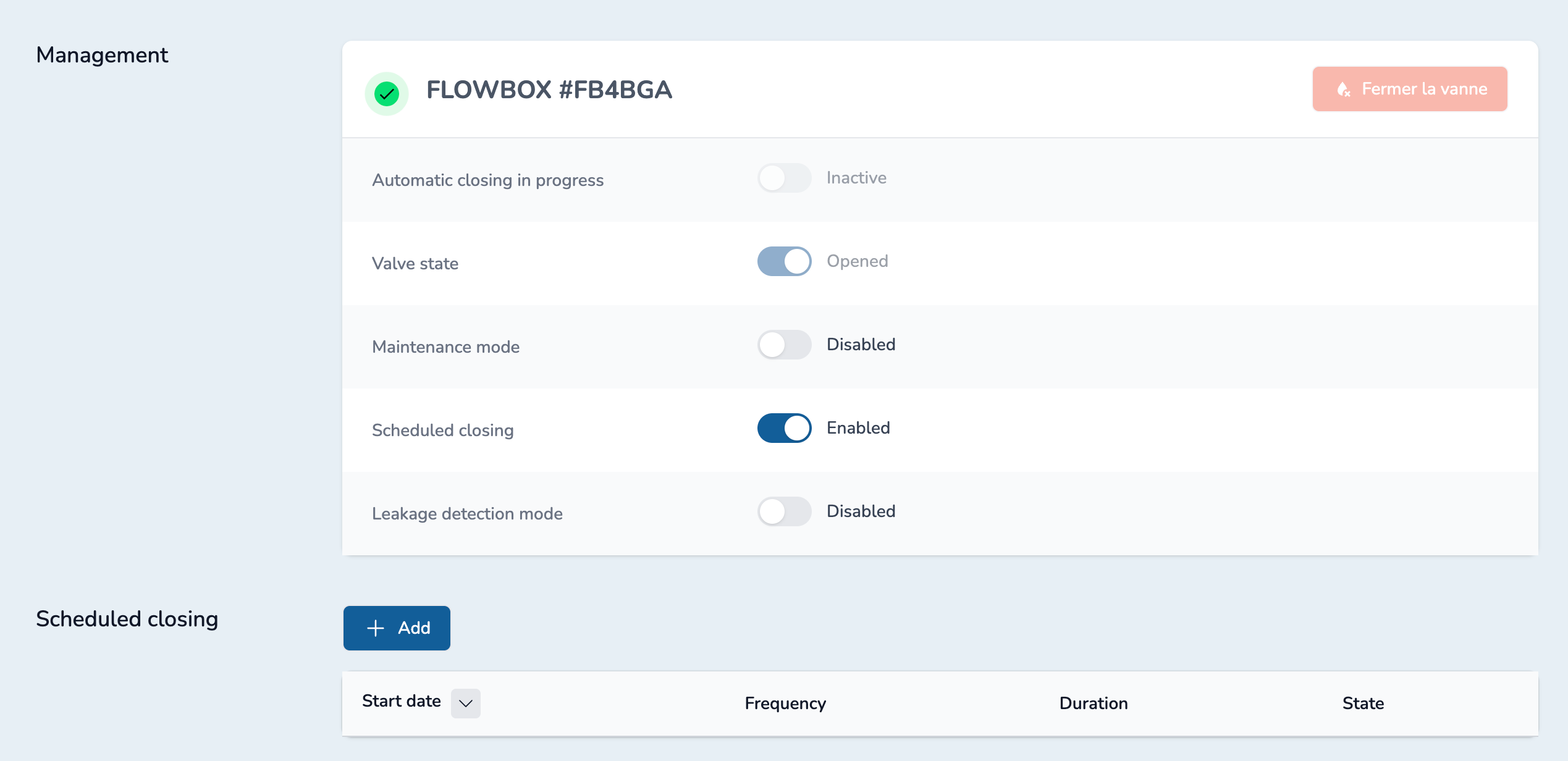 Scheduled closing enabled
