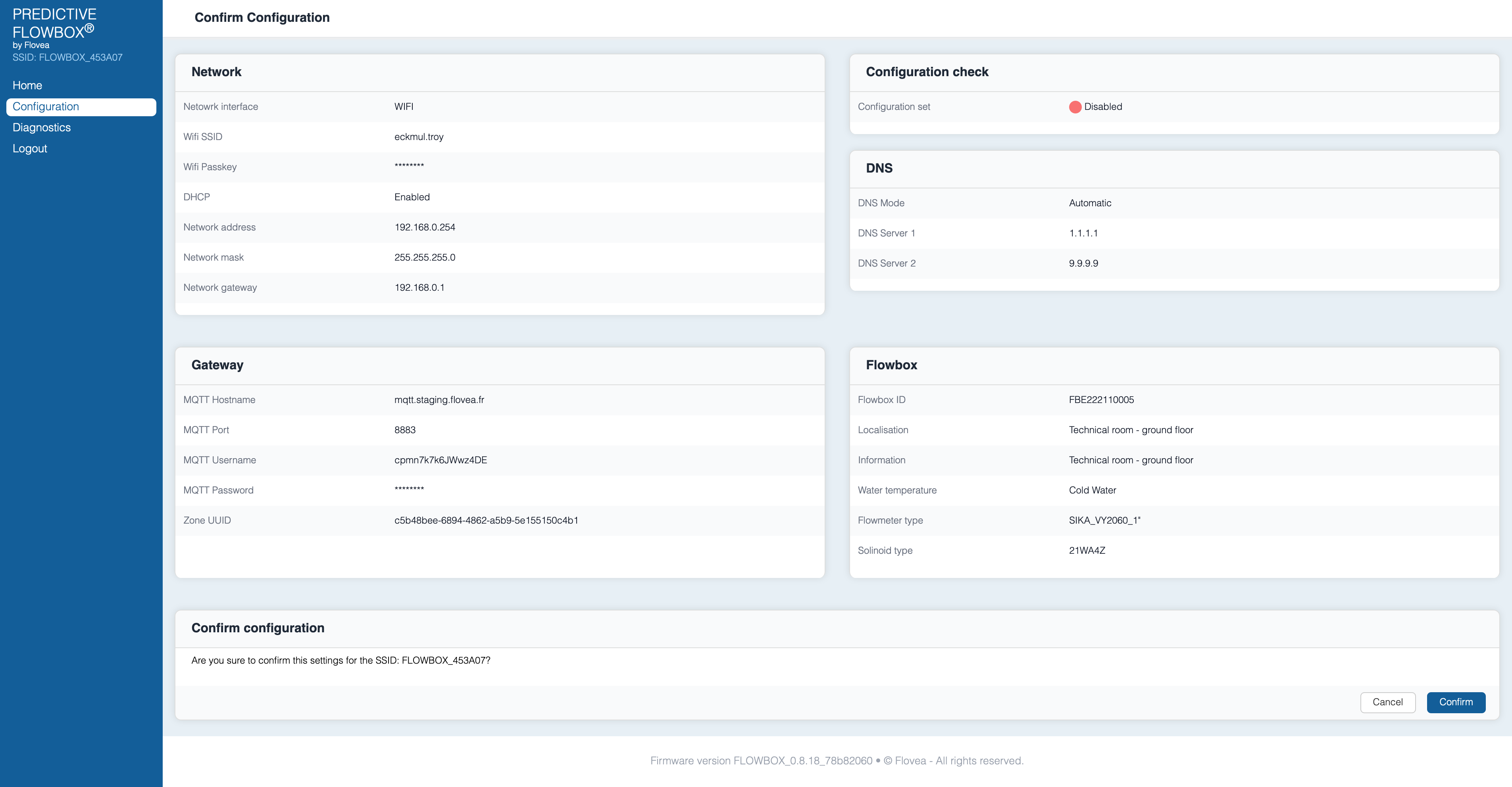 Flowbox Configuration - Section Flowbox