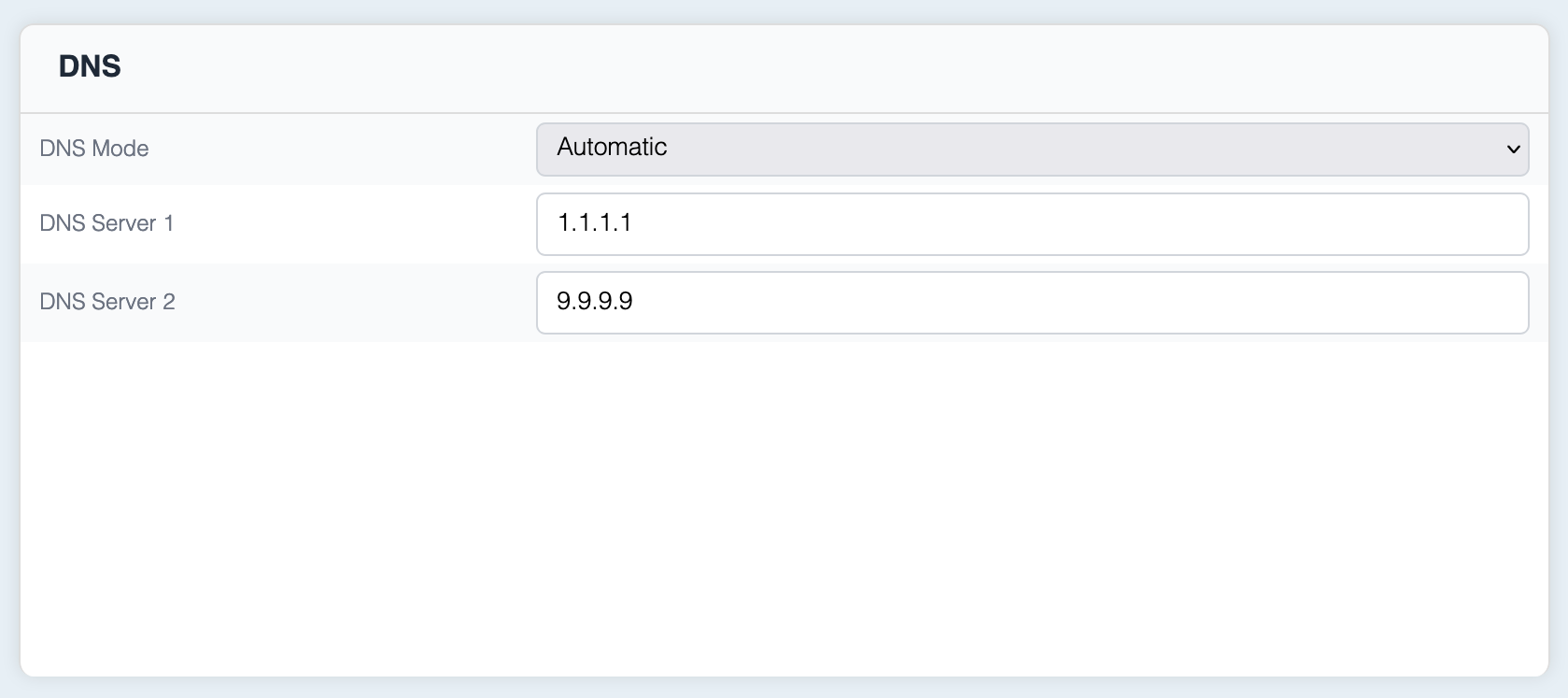 Flowbox Configuration - Section DNS