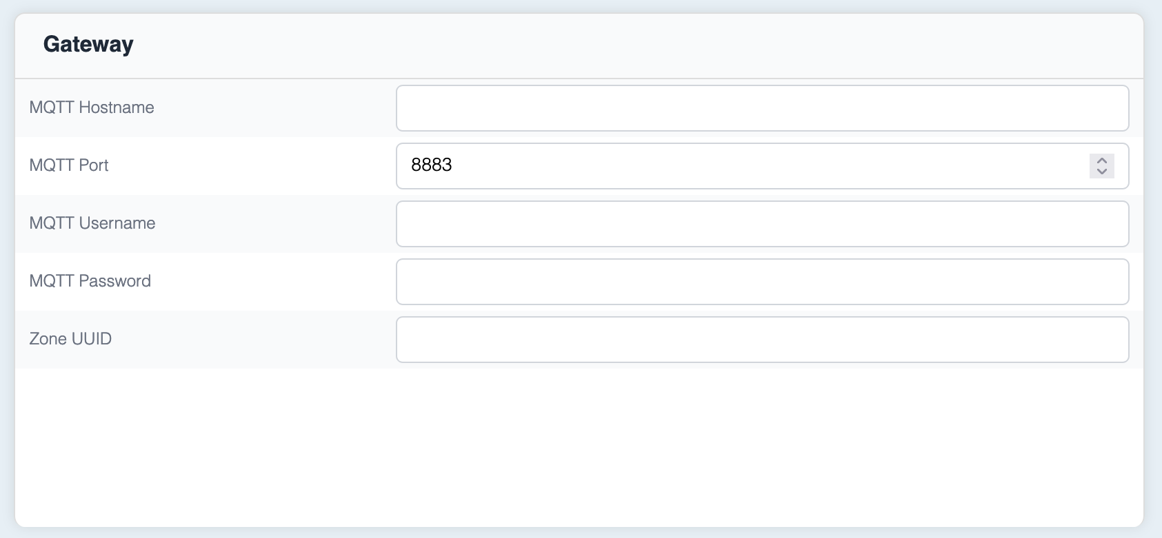 Flowbox Configuration - Section Gateway